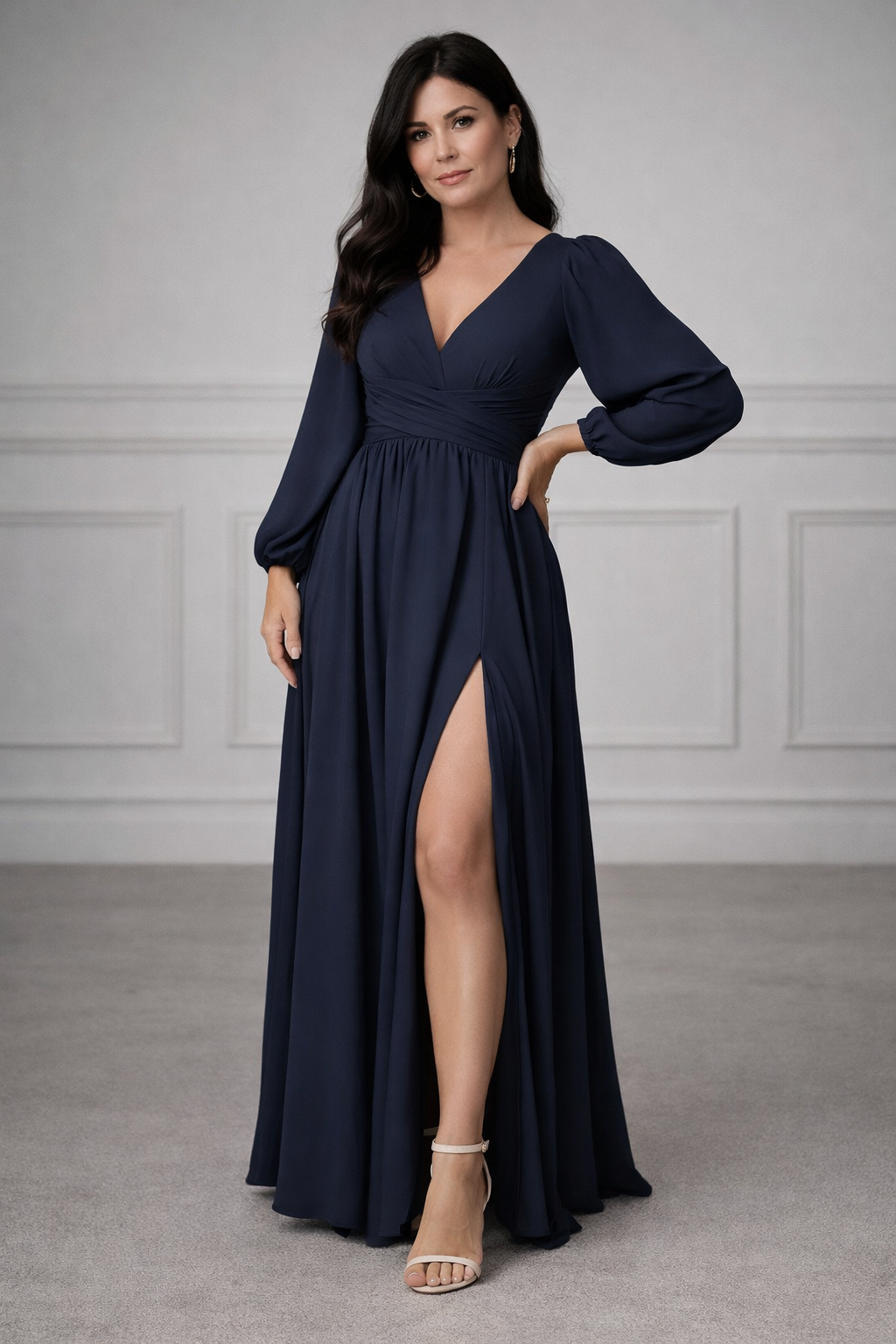 Sophia - Elegante maxi Jurk met V-hals en hoge split