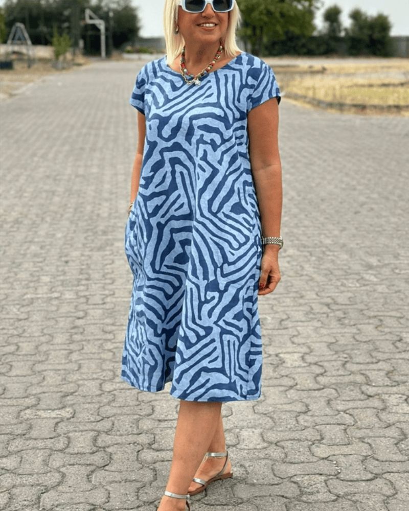 Rita - Jurk met ronde hals en patroon
