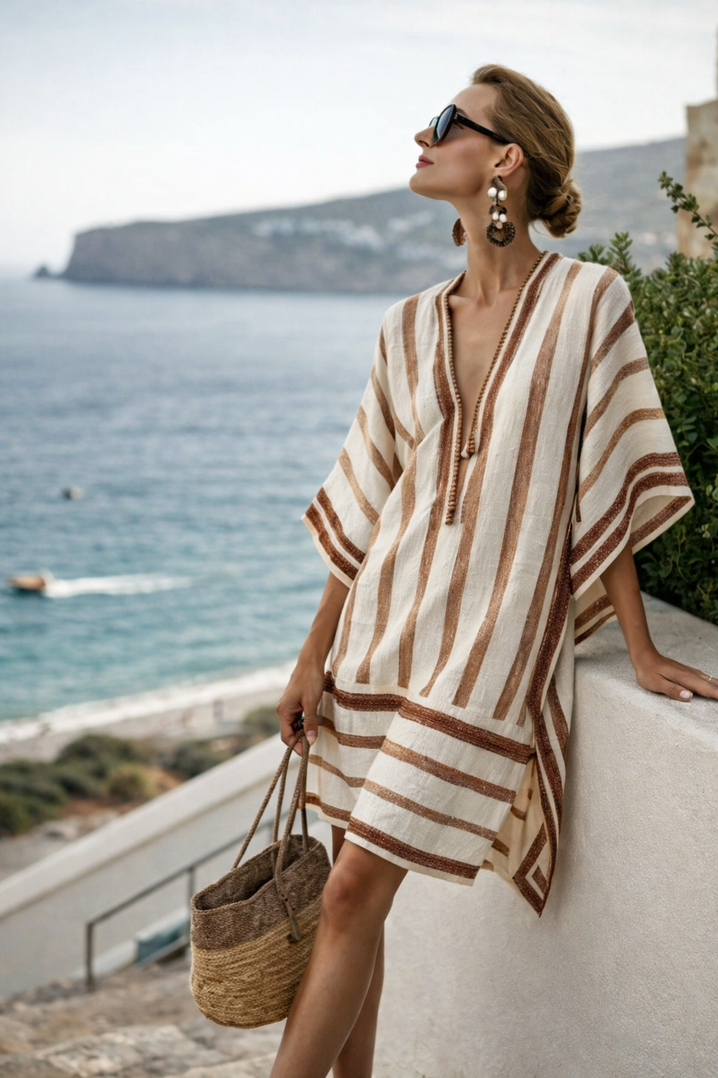 Cannes - Strandjurk met V-hals en print