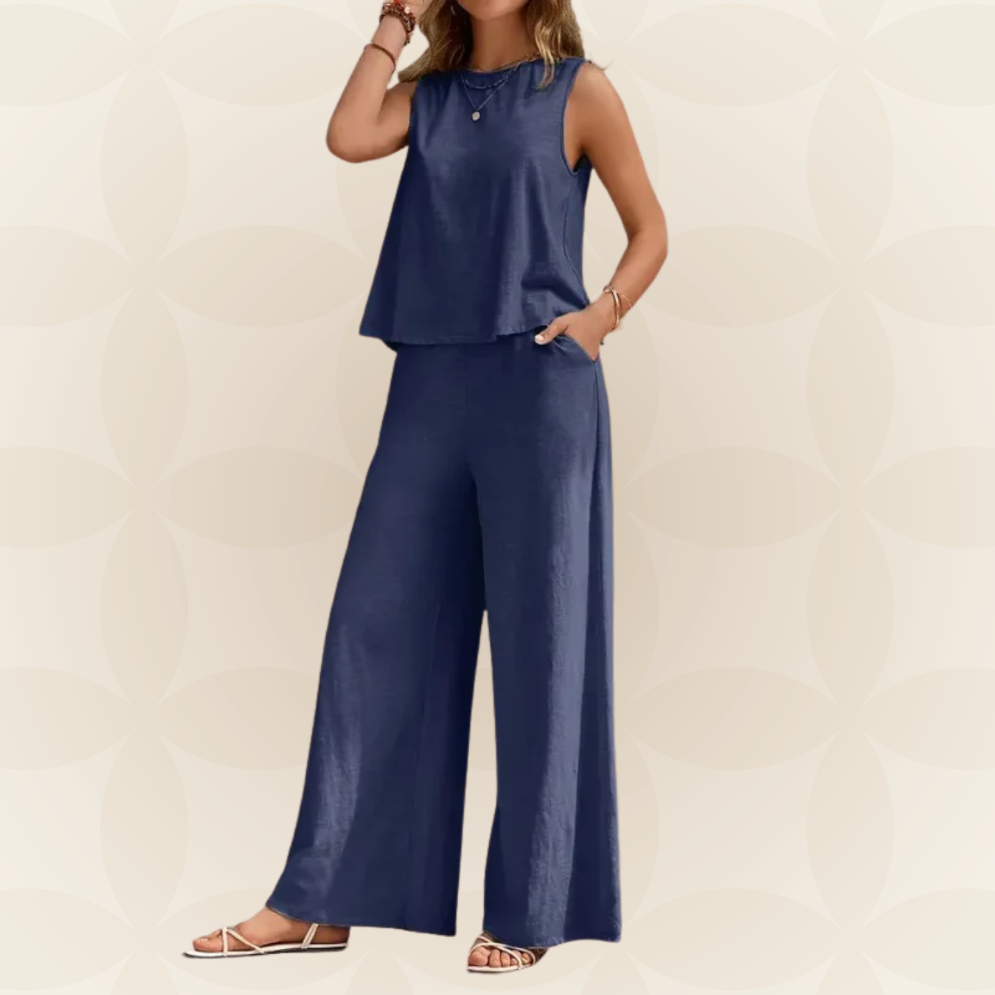 Tineke - Comfortabele set met wijde pijpen en hoogwaardige stof