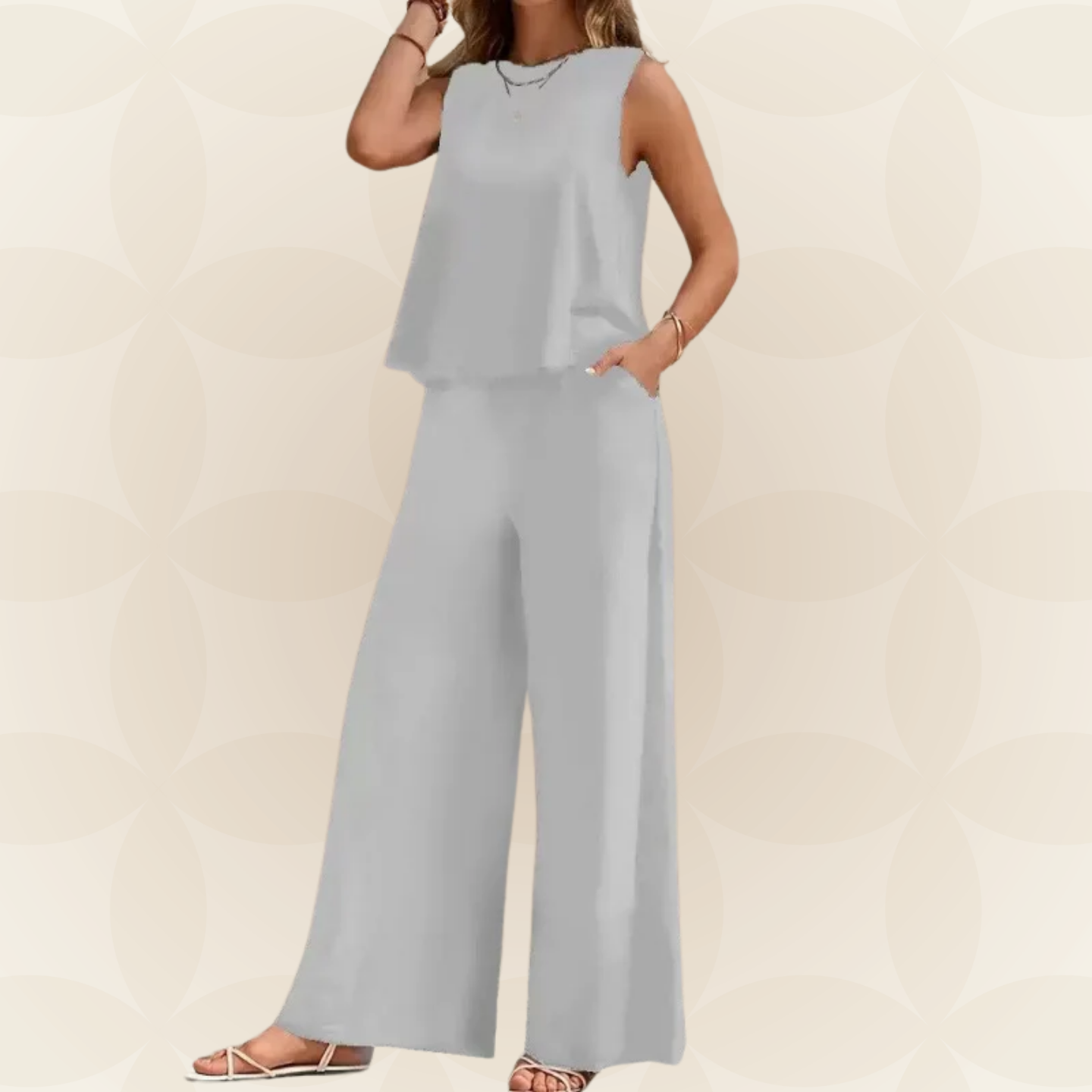 Tineke - Comfortabele set met wijde pijpen en hoogwaardige stof