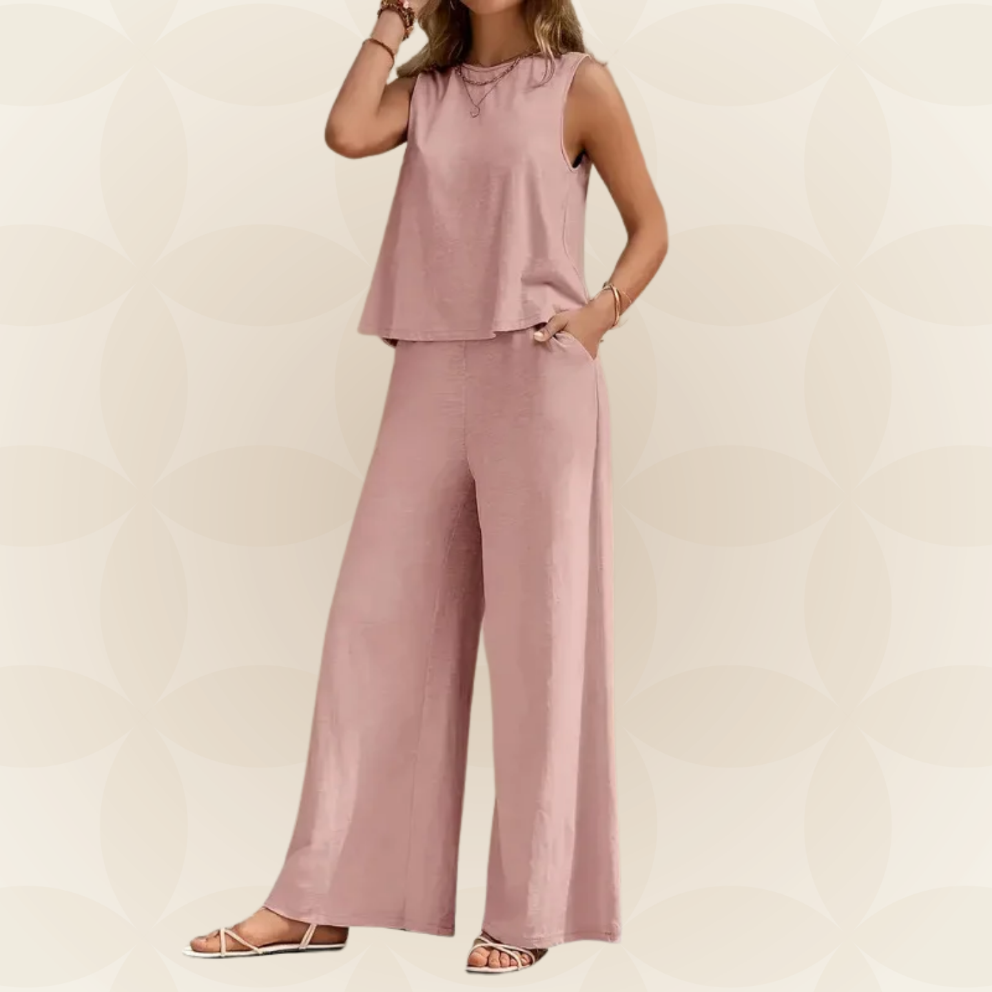 Tineke - Comfortabele set met wijde pijpen en hoogwaardige stof