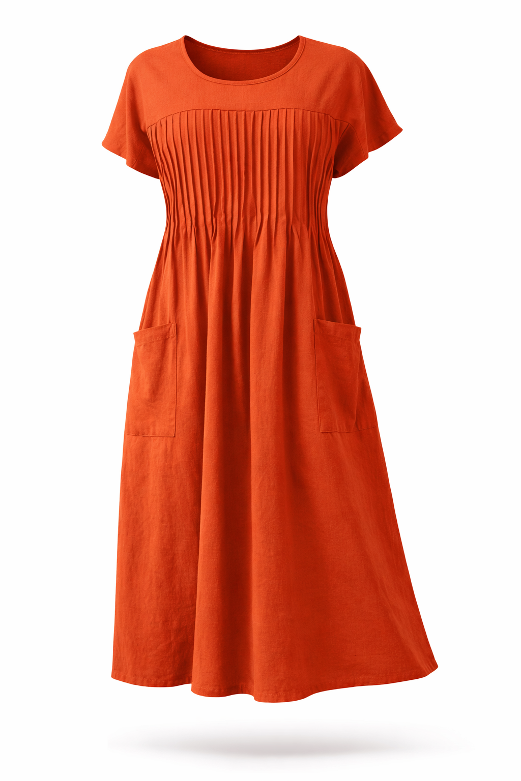 Linda - Comfortabele Midi Jurk met Steekzakken