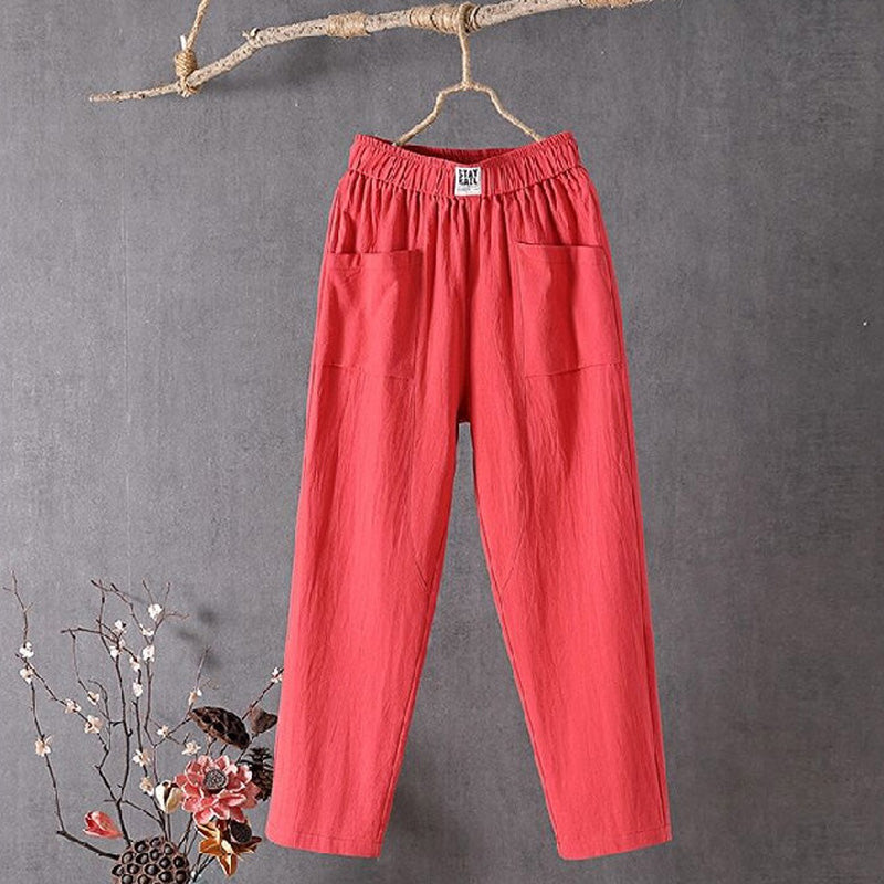 Margriet - Katoen En Linnen Effen Kleur Casual Broek