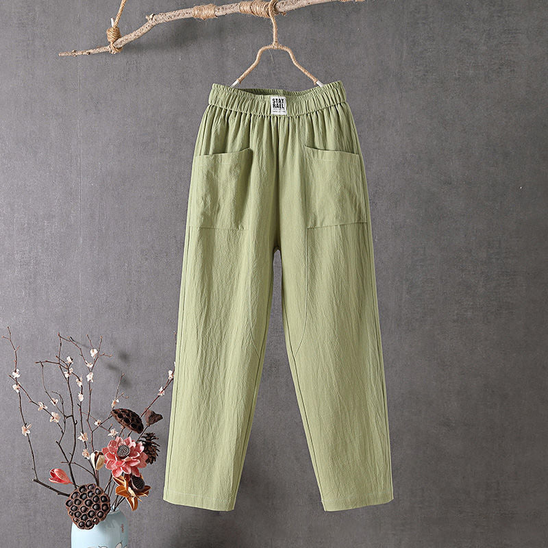 Margriet - Katoen En Linnen Effen Kleur Casual Broek
