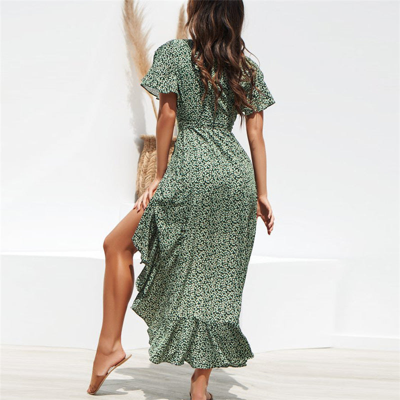 Roos - Maxi Jurk met V-hals en elegante split