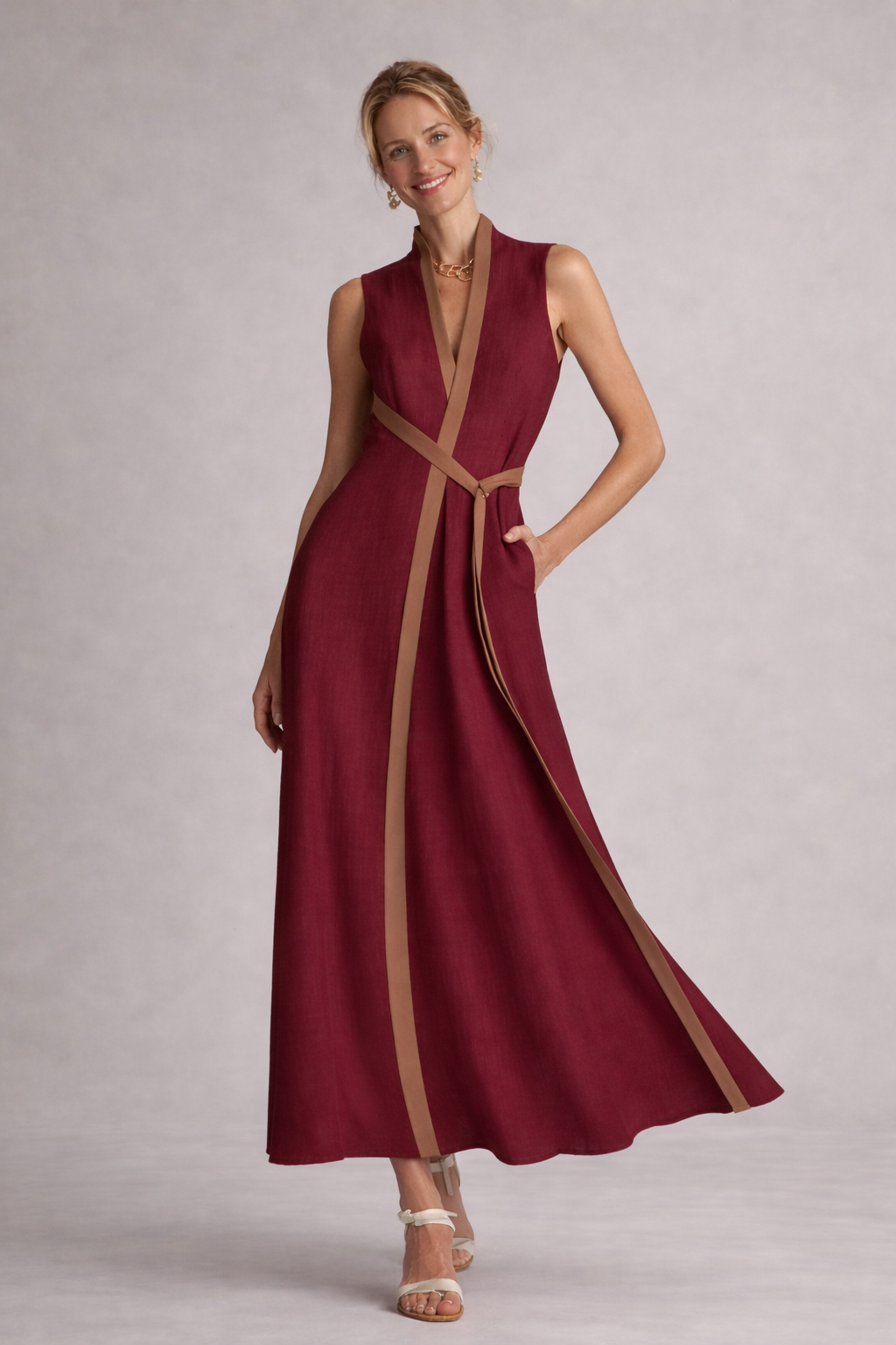 Celeste - Elegante Maxi Jurk met Kleurblokdetails
