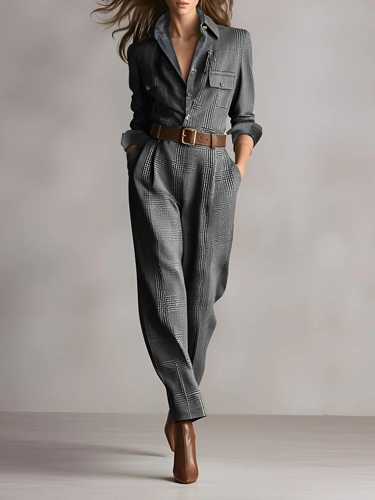 Anny -- Geruite elegante jumpsuit
