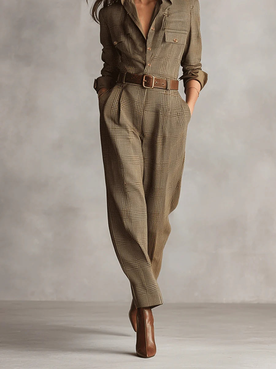 Anny -- Geruite elegante jumpsuit