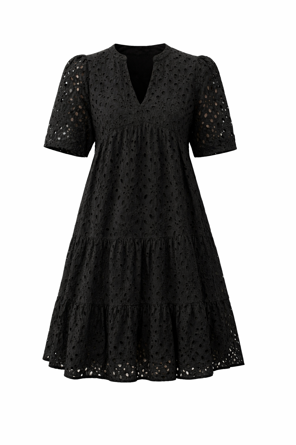 Fleur – Broderie Jurk met V-hals en A-lijn rok