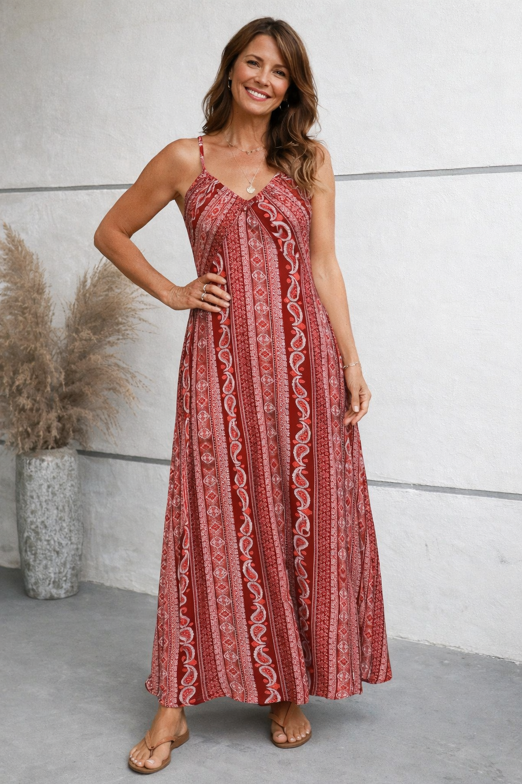 Sandra - Maxi Zomerjurk met hoge taille en prints
