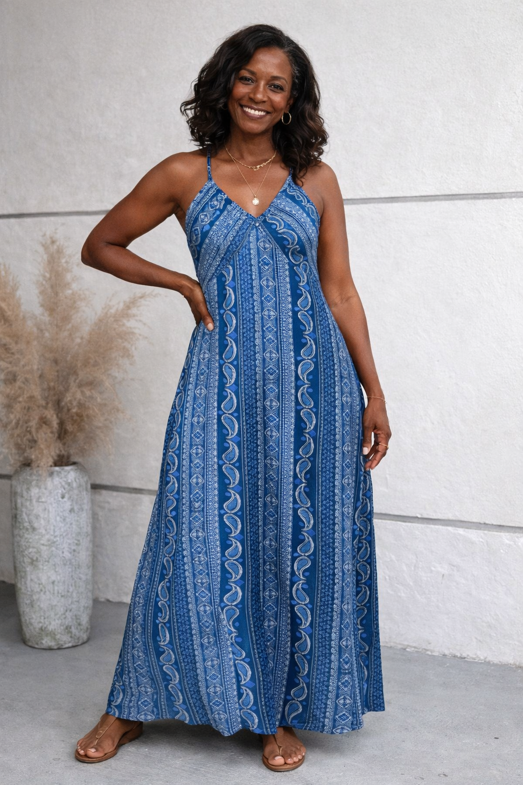 Sandra - Maxi Zomerjurk met hoge taille en prints