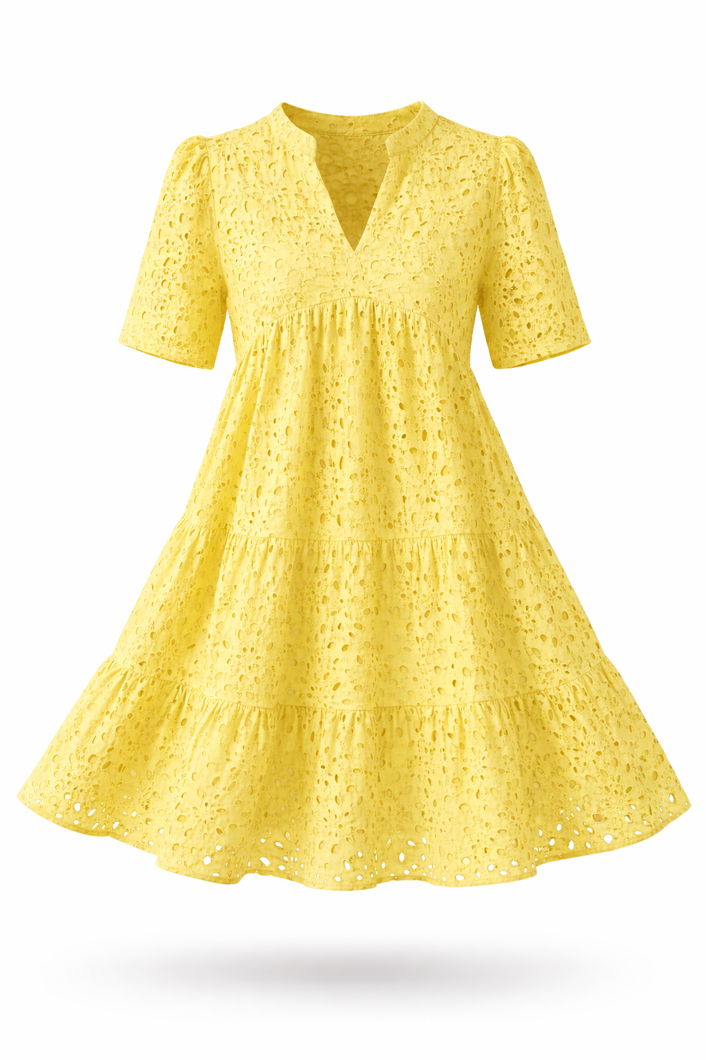 Fleur – Broderie Jurk met V-hals en A-lijn rok