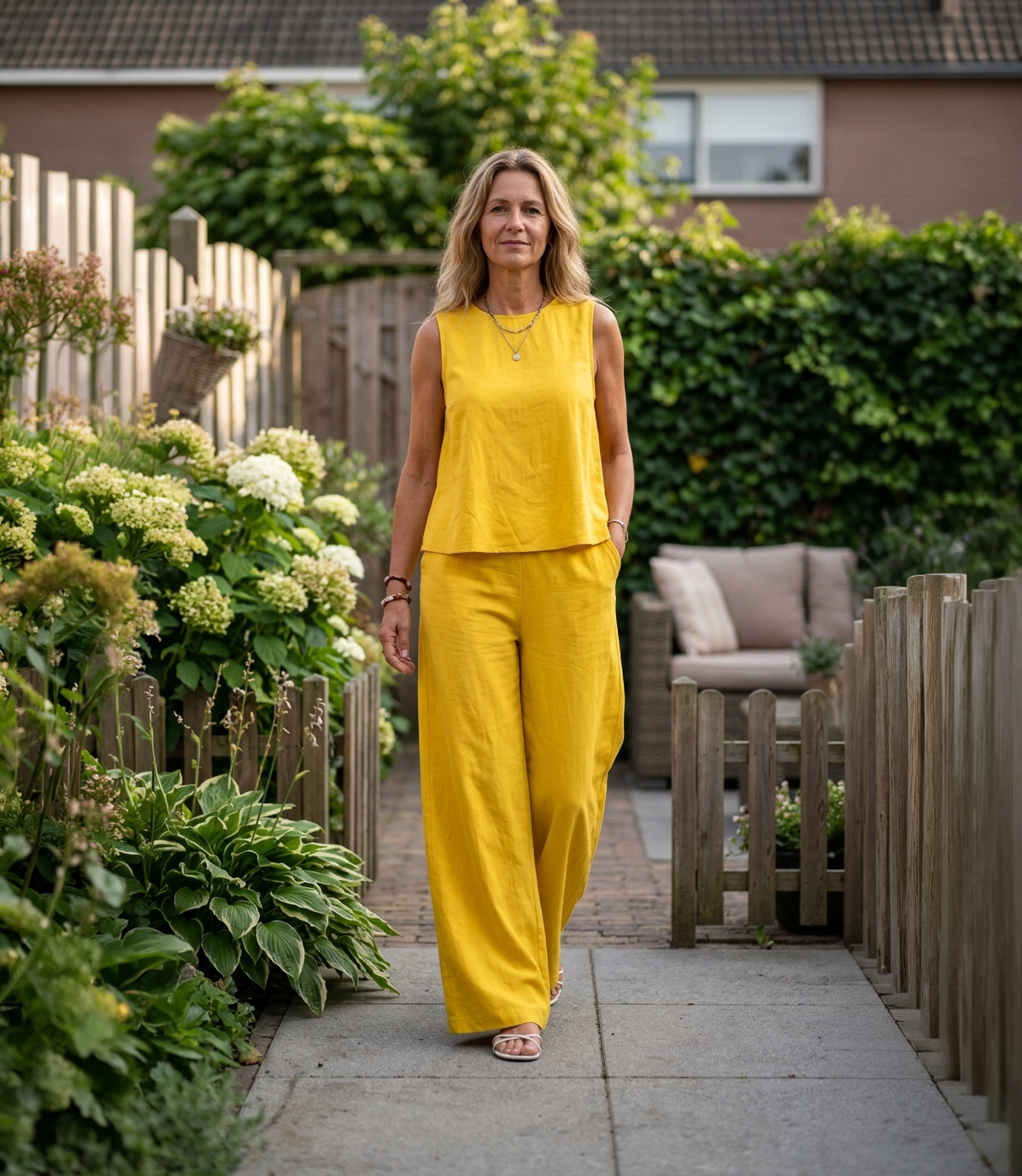 Tineke - Comfortabele set met wijde pijpen en hoogwaardige stof