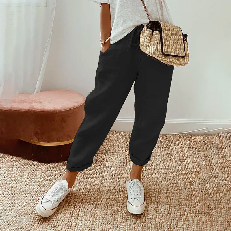 Wilma - Katoen En Linnen Comfortabele Vrijetijdsbroek