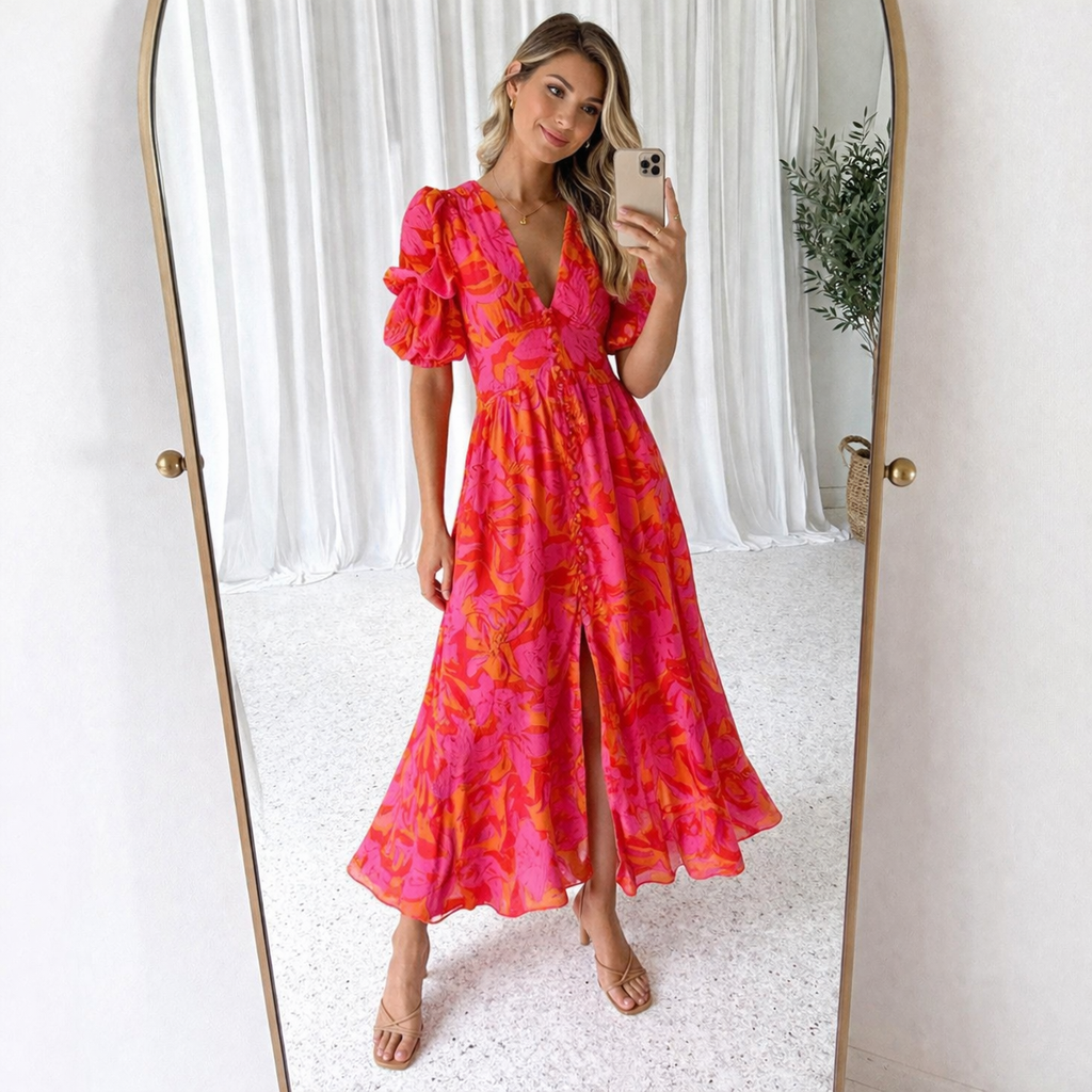 Paloma - Maxi Jurk met Pofmouwen