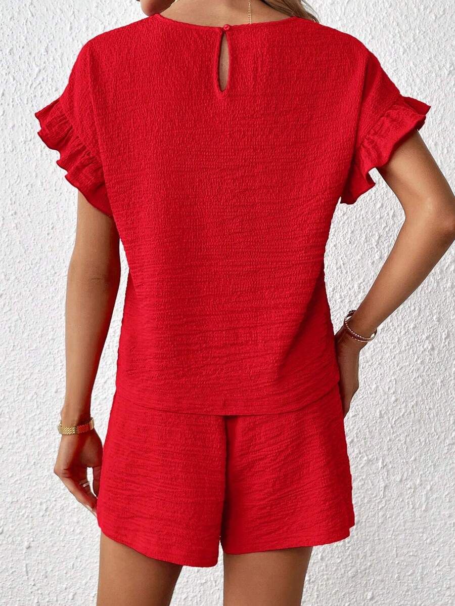 Britt | Casual set met rimpeling en knoopdetails