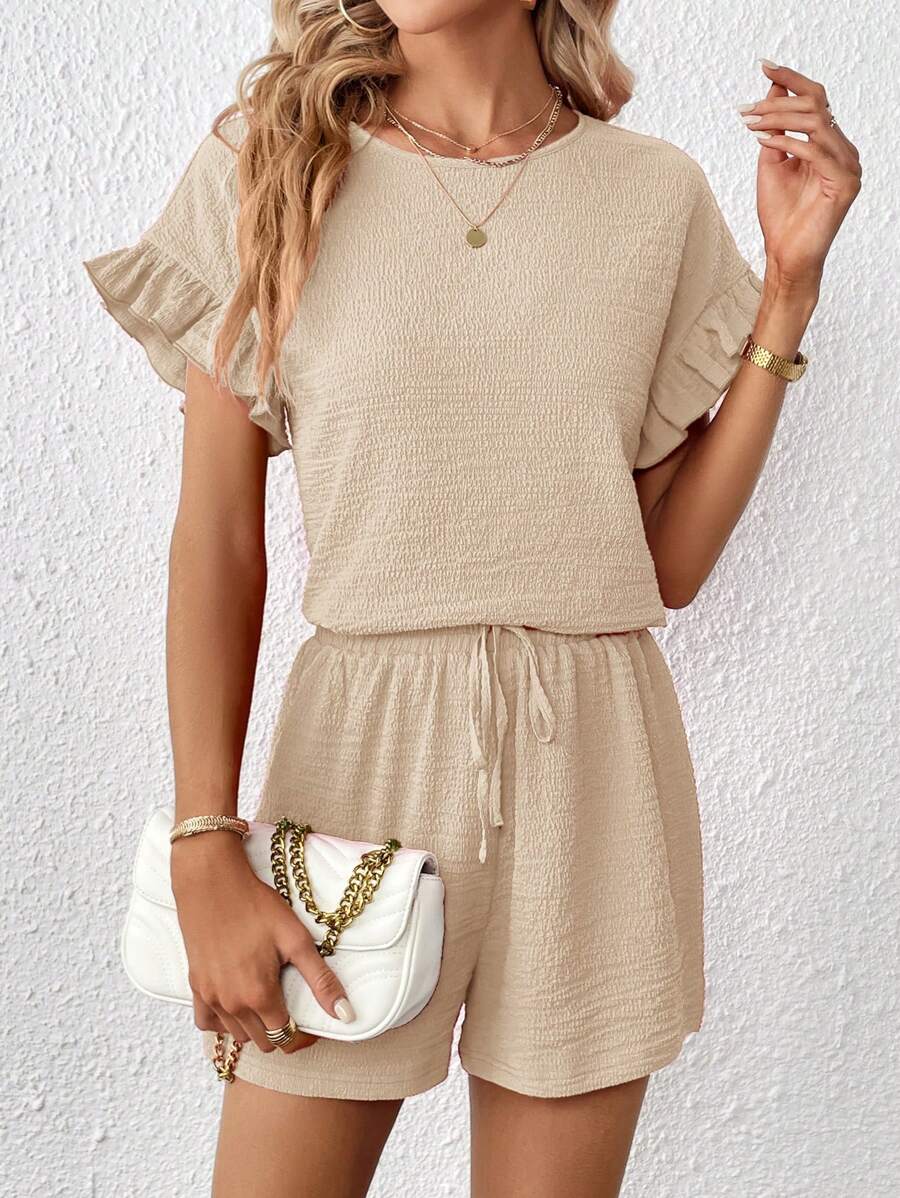 Britt | Casual set met rimpeling en knoopdetails