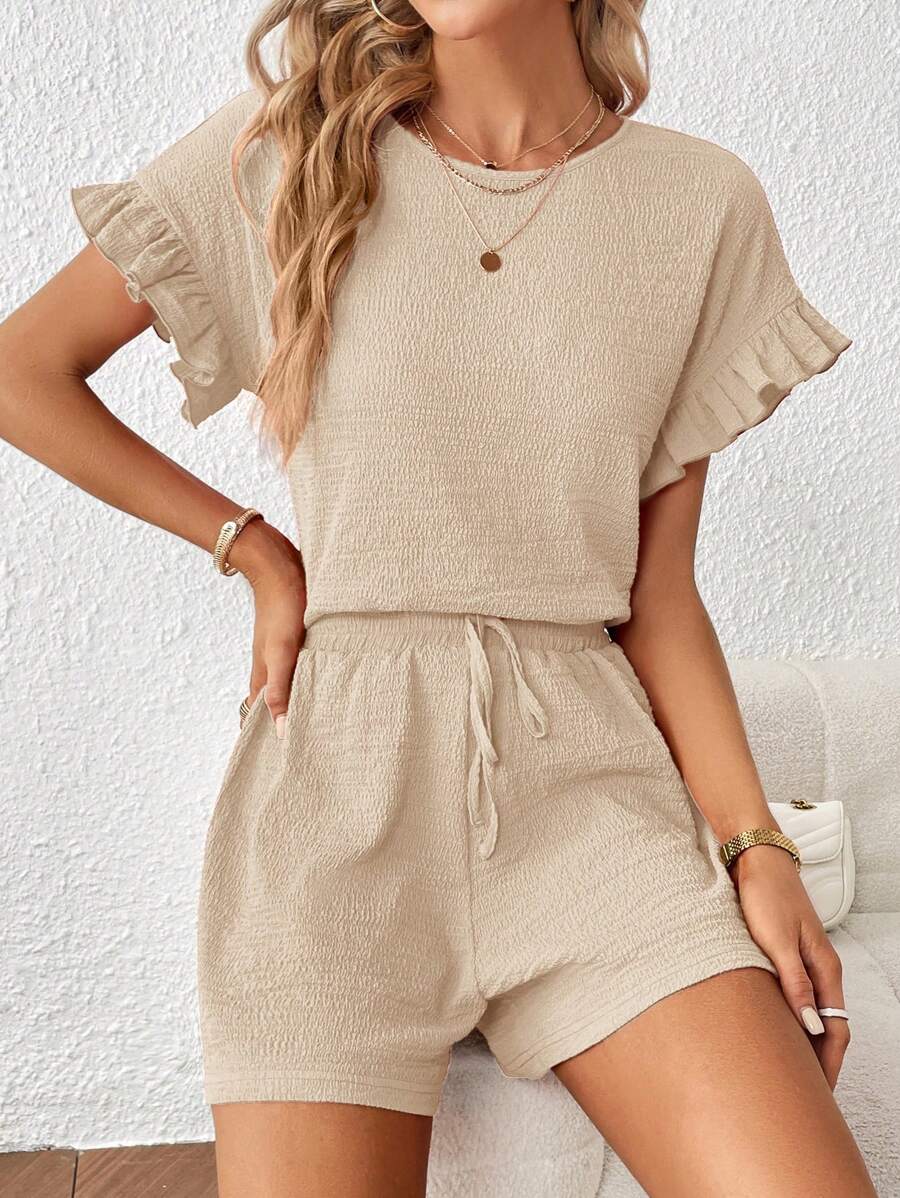 Britt | Casual set met rimpeling en knoopdetails