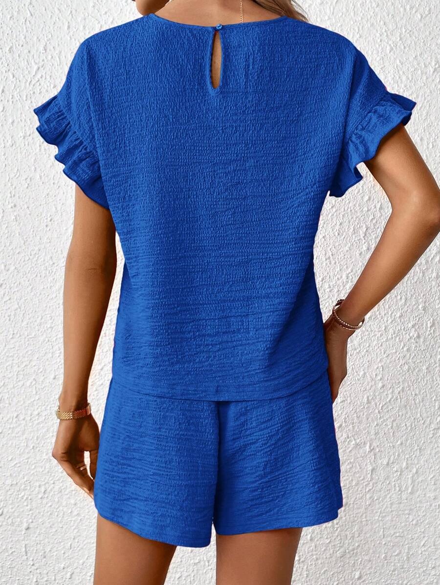 Britt | Casual set met rimpeling en knoopdetails