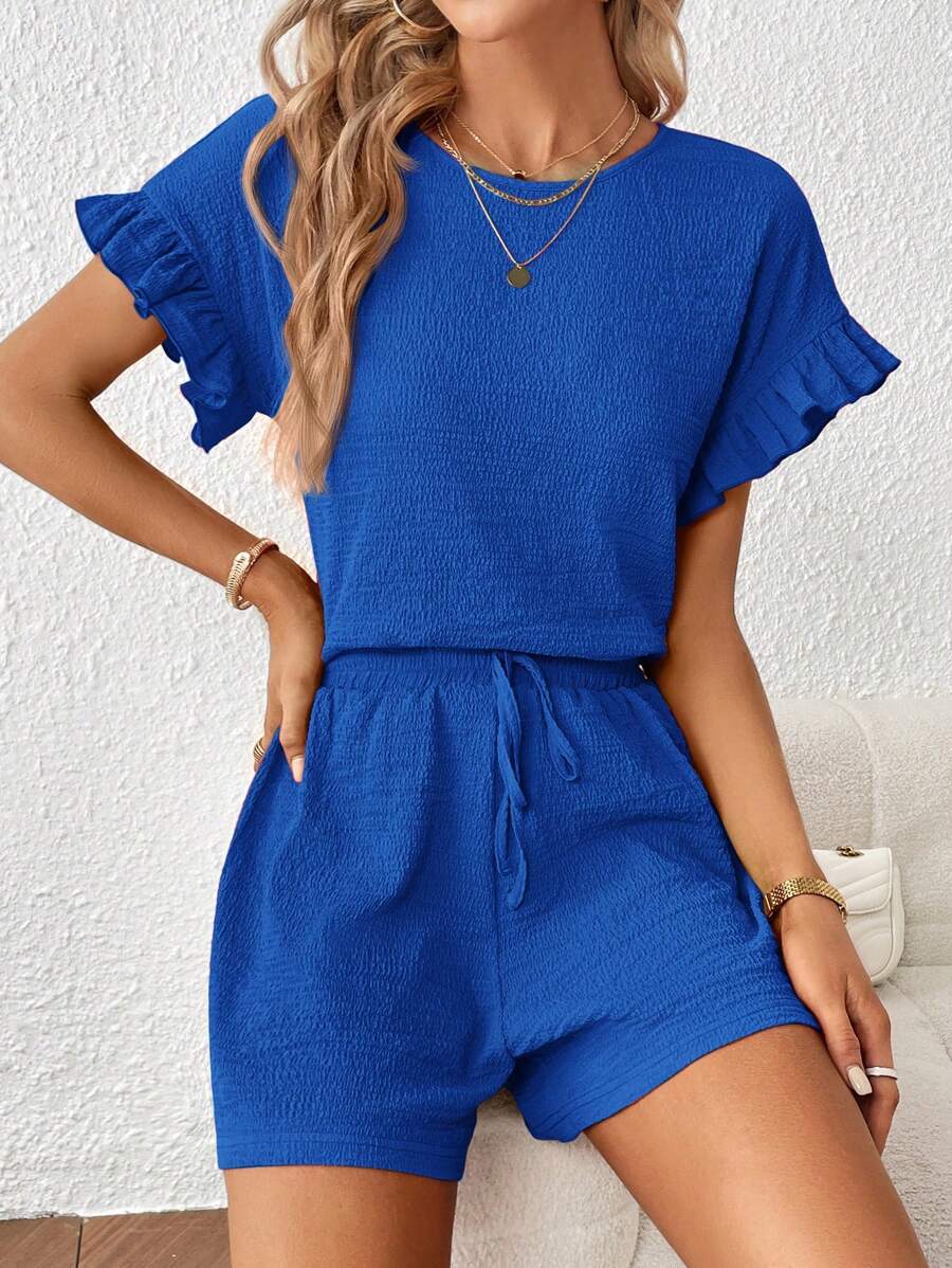 Britt | Casual set met rimpeling en knoopdetails