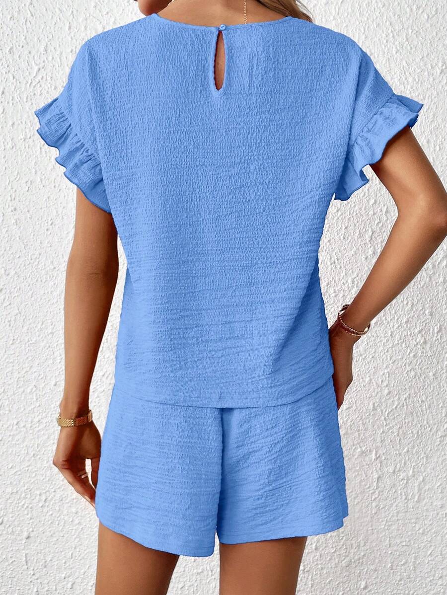 Britt | Casual set met rimpeling en knoopdetails