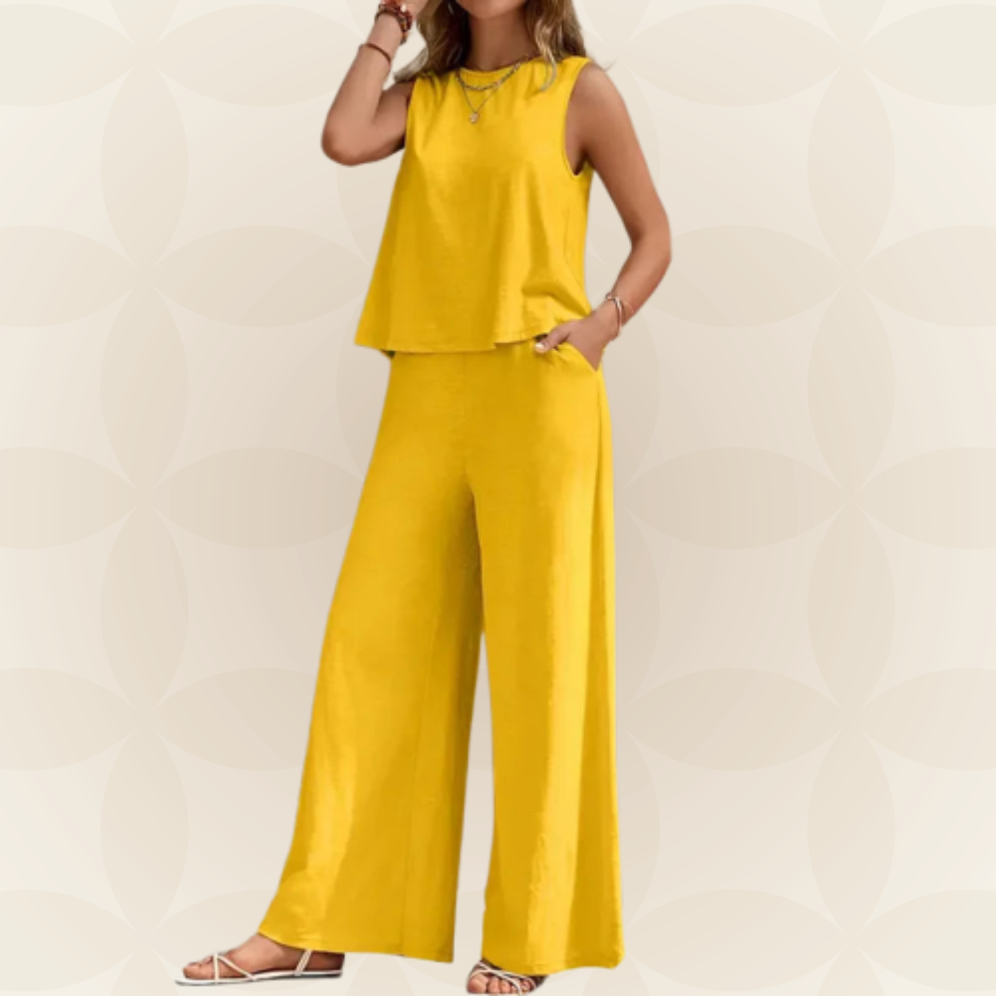 Tineke - Comfortabele set met wijde pijpen en hoogwaardige stof