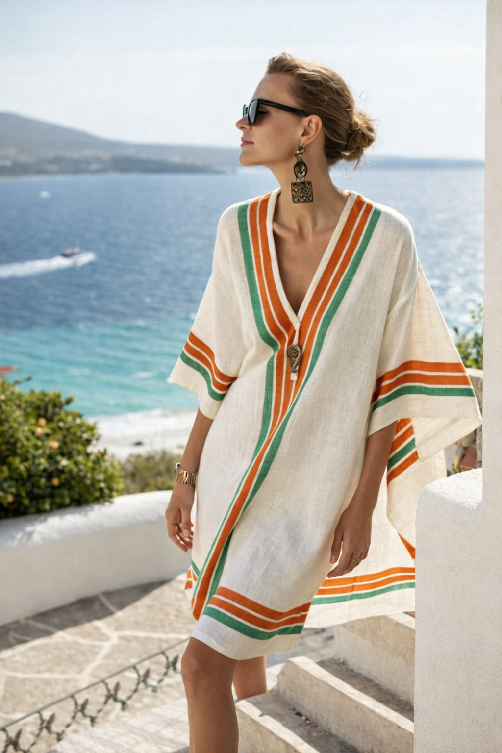 Cannes - Strandjurk met V-hals en print