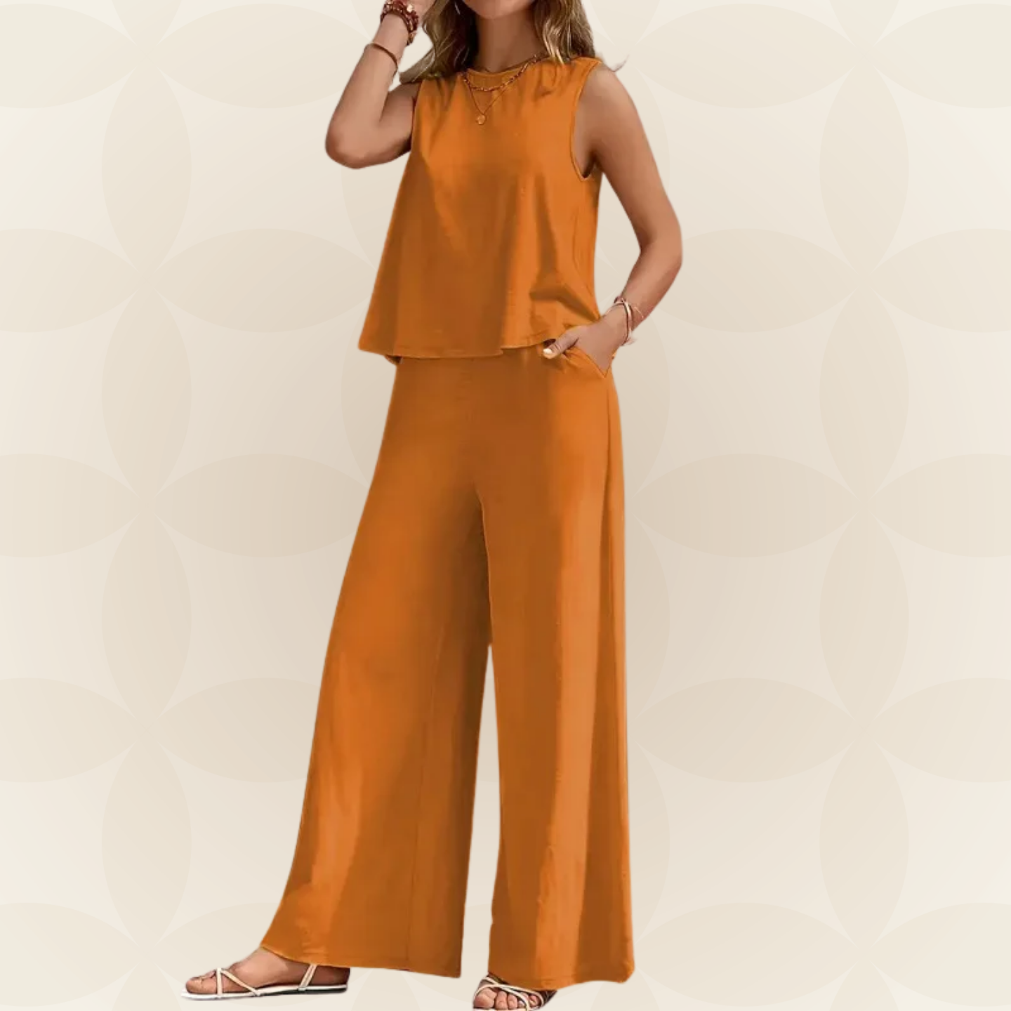 Tineke - Comfortabele set met wijde pijpen en hoogwaardige stof