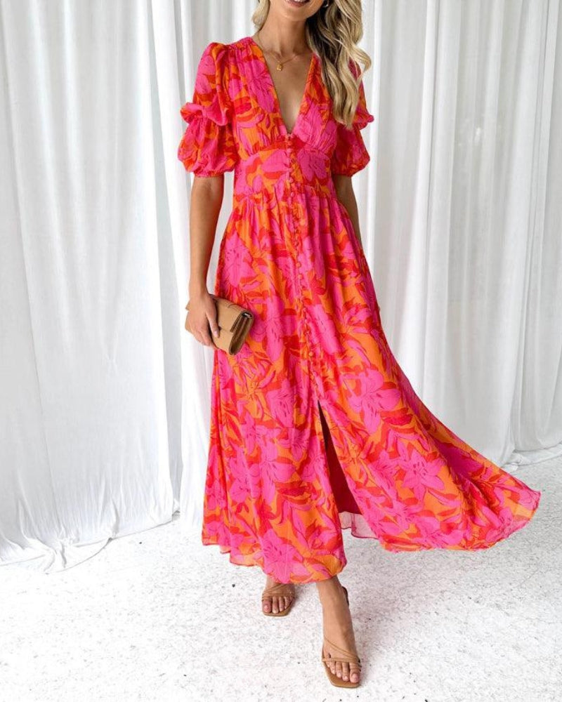 Paloma - Maxi Jurk met Pofmouwen
