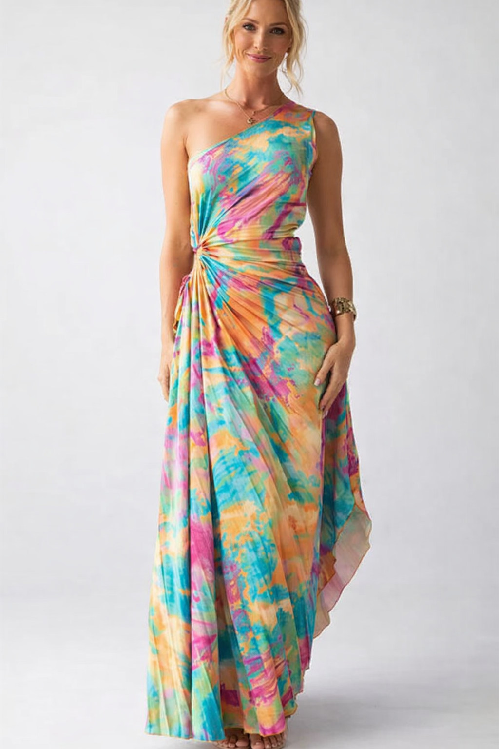 Juliette | Mouwloze maxi bloemenjurk met zwierige rok
