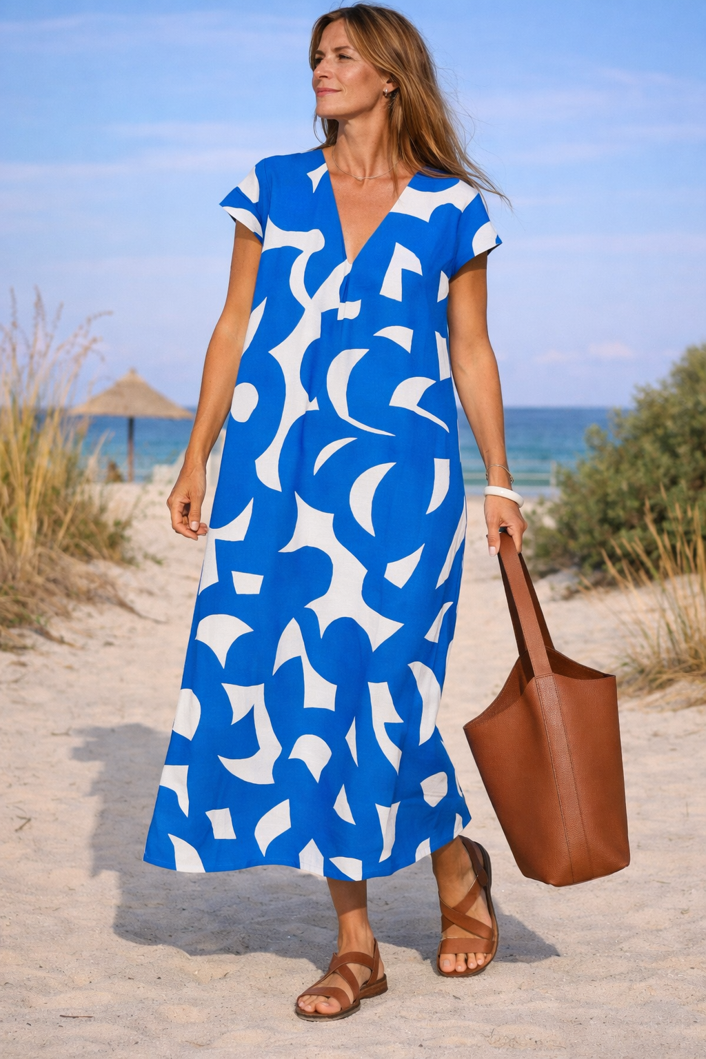 Tamara - Maxi Jurk met Print en V-hals