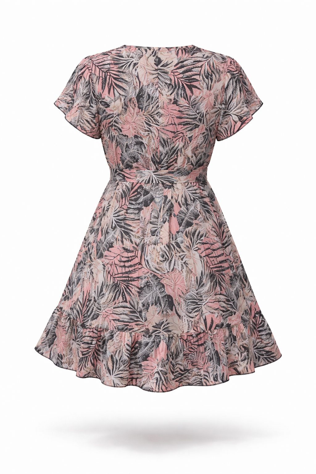 Rosalie - Omslagjurk met bloemenprint met V-hals en korte mouwen