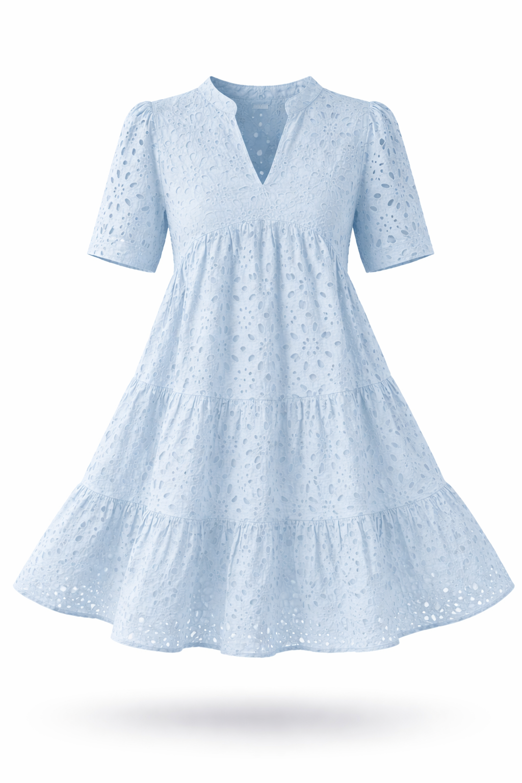 Fleur – Broderie Jurk met V-hals en A-lijn rok