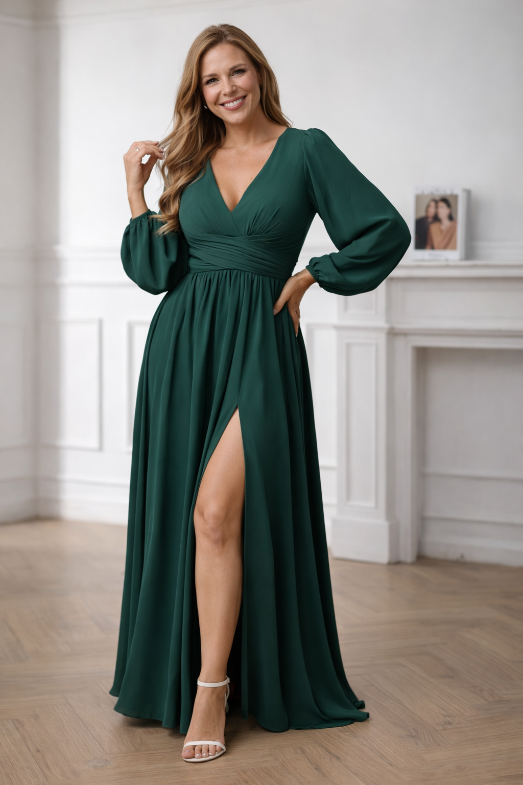 Sophia - Elegante maxi Jurk met V-hals en hoge split